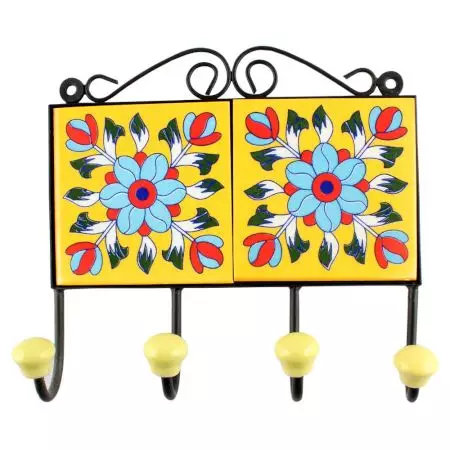 Turquoise Sonflower Ceramic Tiles Hook